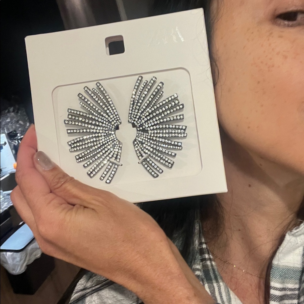 Zara Black and Silver Radiant Earrings - Picture 4 of 4